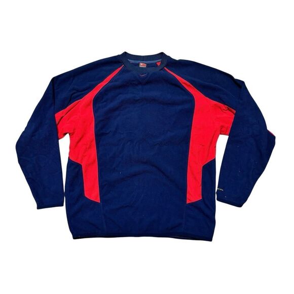 Nike Therma-Fit Vintage Sweatshirt Unisex M Navy/Red Pullover - Picture 1 of 5